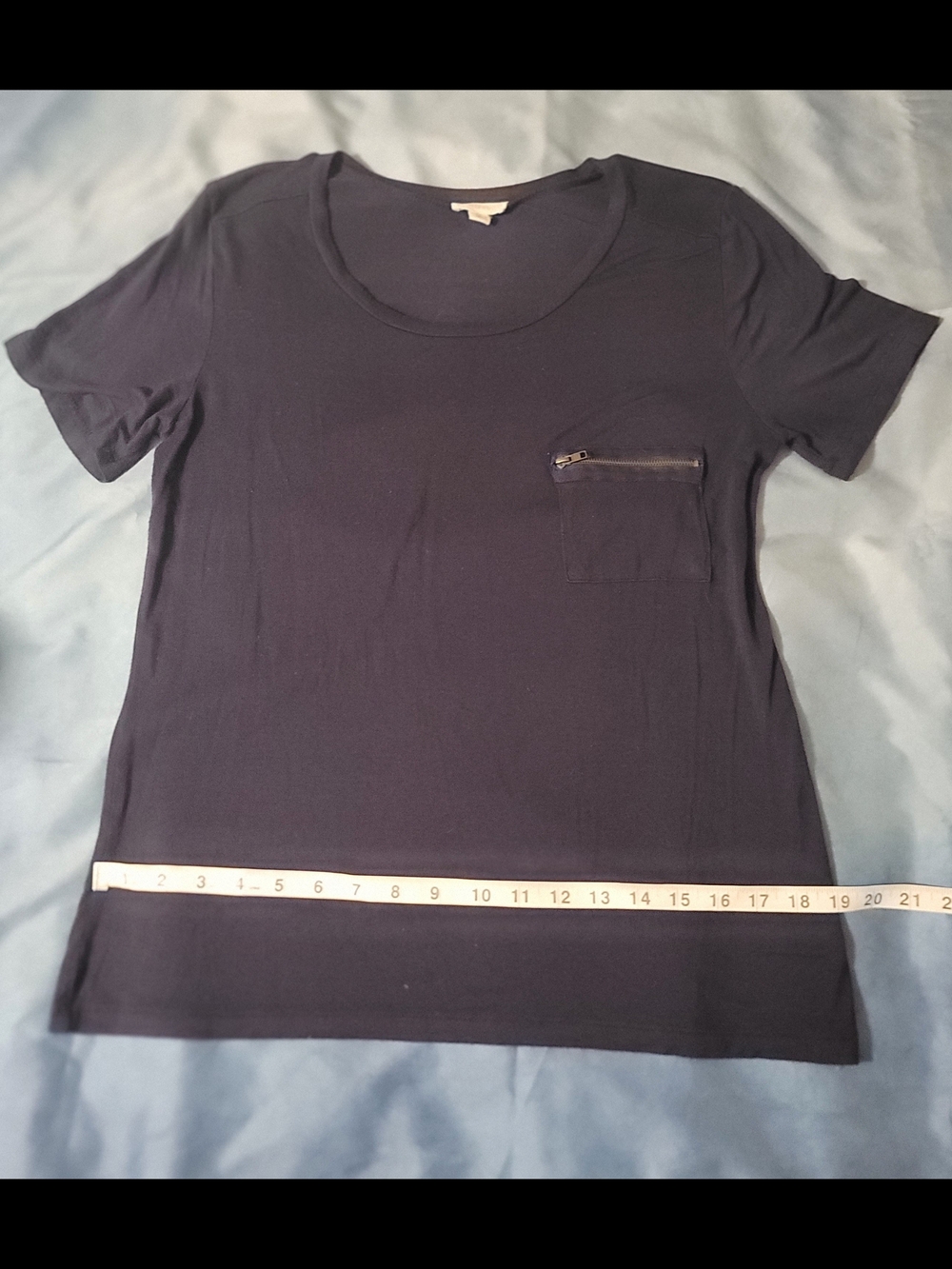 Zenana Outfitters Navy Short Sleeve Tank with Zip Pocket